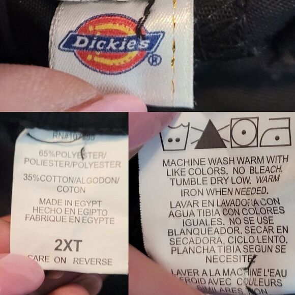 Dickies Black 2X TL Work Pant Elastic Drawstring Waist Pocket Lightweight Cotton - Picture 3 of 11